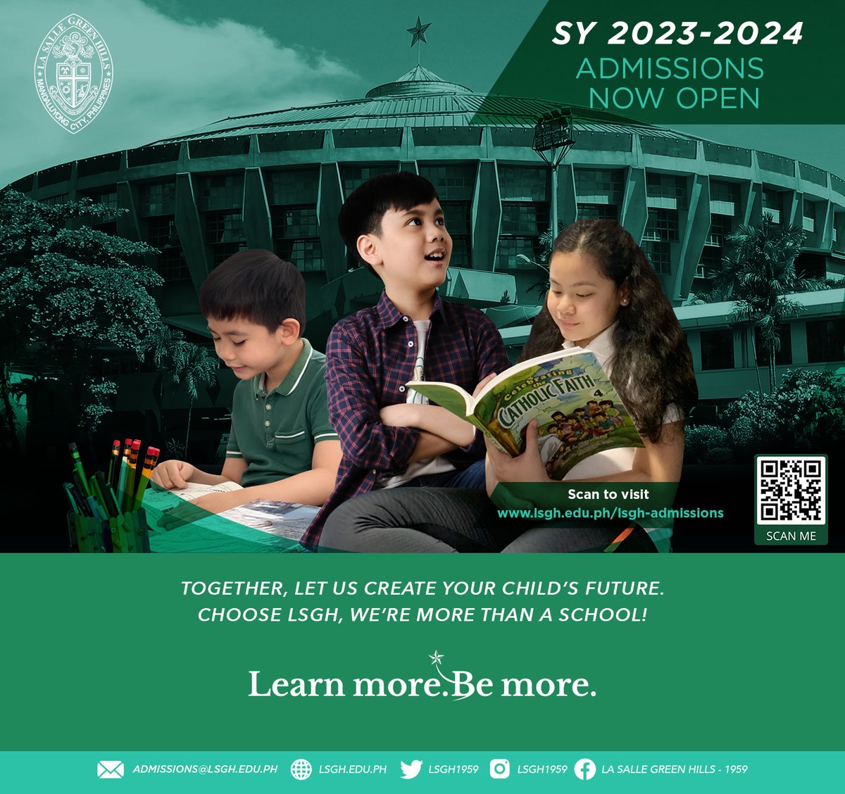 lsgh1959's tweet photo. Learn more, be more!
Apply at La Salle Green Hills for SY 2023-2024.

Application for incoming Pre-Nursery, Nursery, Kinder and Grades 1 to 11 is ongoing. Visit our website at https://t.co/FCvnV701qD for application procedure and requirements.

#LSGHInclusive
#LSGHxDLSUConnectEd https://t.co/EhDRO7GDPb