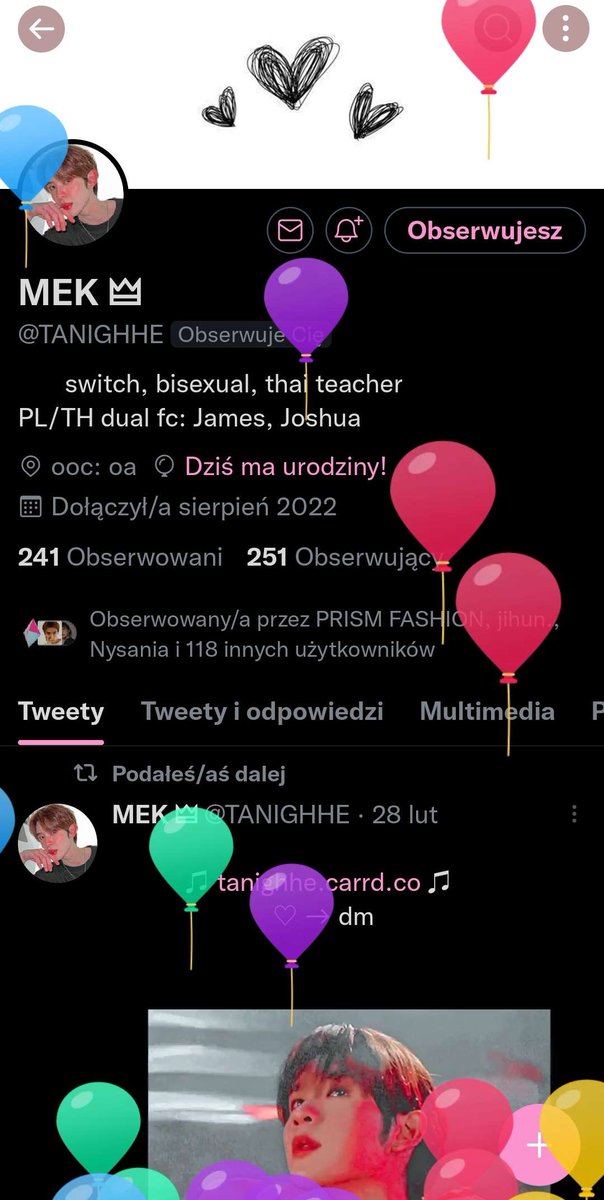 pov: Twitter ci usuwa datę urodzenia i nie możesz popatrzeć na baloniki, więc Chay ci wysyła foto. Najlepsze dziecko pod słońcem.