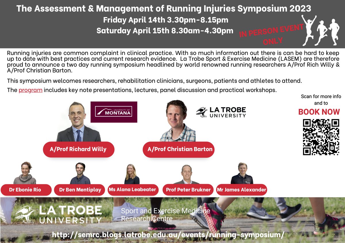 LaTrobeSEM's tweet photo. Running Symposium: Can I run if my Achilles tendon is sore? 

How can I avoid a bone stress injury? 

Should I change my running technique or my shoes?

Have all your questions answered at the upcoming @LaTrobeSEM Running Symposium 💥

REGISTER NOW!

https://t.co/ZkznLluT05 https://t.co/DRsyaAzfZu