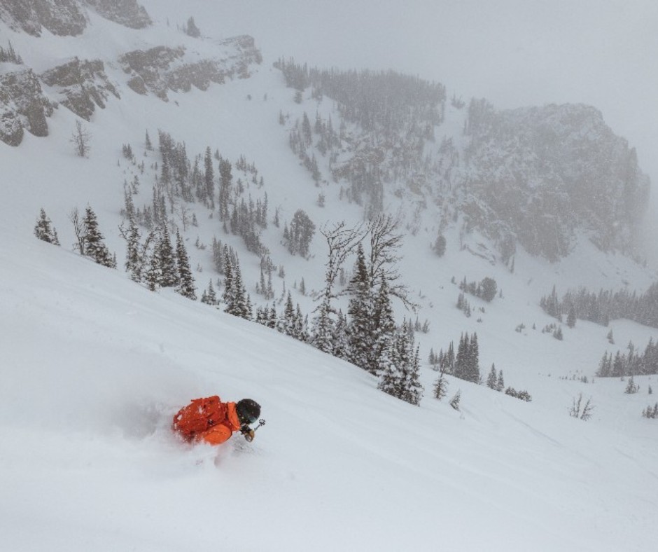 jhski's tweet photo. This morning! 💥 We've received 18" in the last three days, bringing our total for March to 59" and the season up to 533". Retweet if your ideal version of spring skiing involves lots of powder ❄️
📸: @StephenShelesky 
⛷️: Sofia Dewolfe
#jacksonhole #jhdreaming #powderskiing https://t.co/13Td2cOVkh