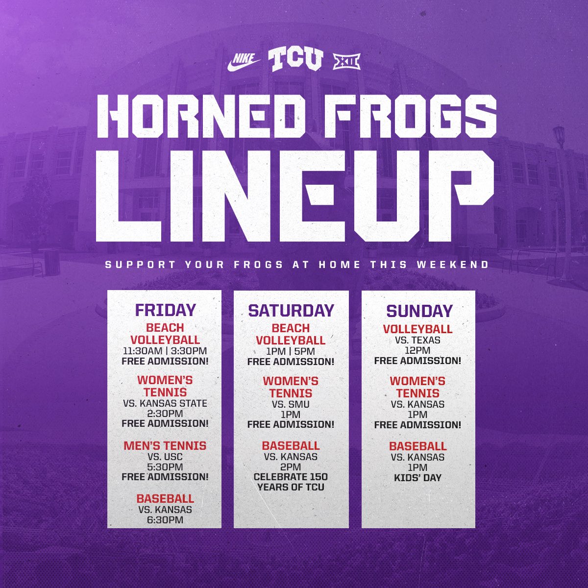 Hey Funky Town - We have your weekend plans covered! #GoFrogs