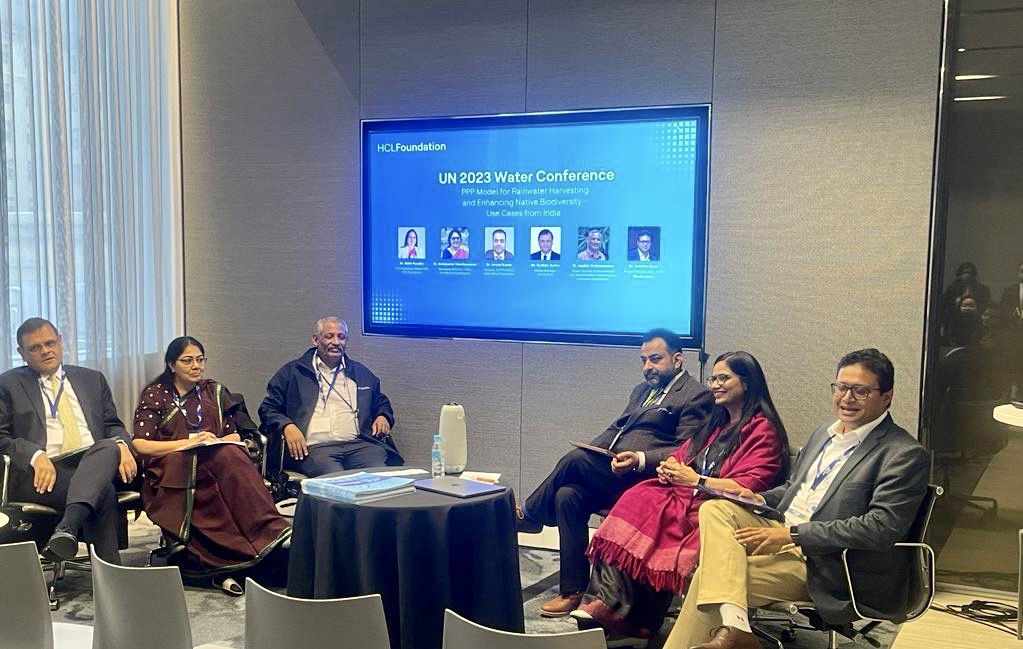 hcltech's tweet photo. The historic #UN2023WaterConference featured @HCL_Foundation, in its official side-events agenda, with a session covering success stories of public-private partnerships and community action for aquatic ecosystem rejuvenation and biodiversity restoration. #HCLTechForWaterAction💧 https://t.co/nwim2xMoU9