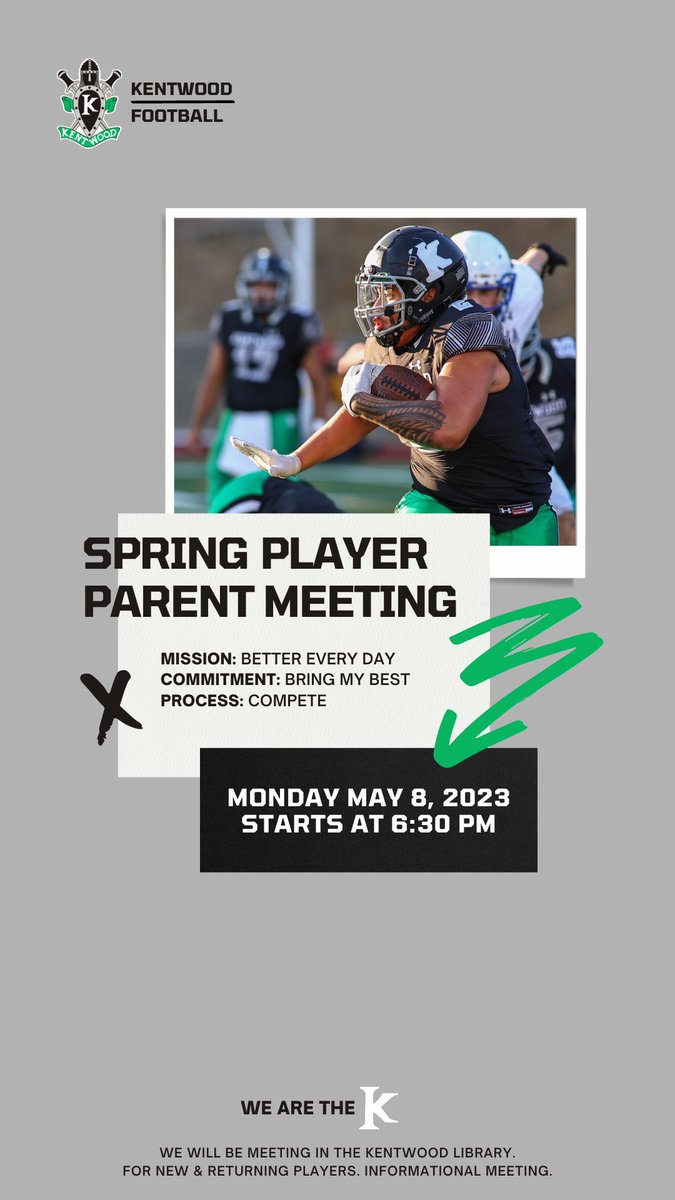 SAVE THE DATE!
SPRING FOOTBALL PARENT MEETING COMING UP!
SEE YOU IN THE LIBRARY ON 5-8-2023!