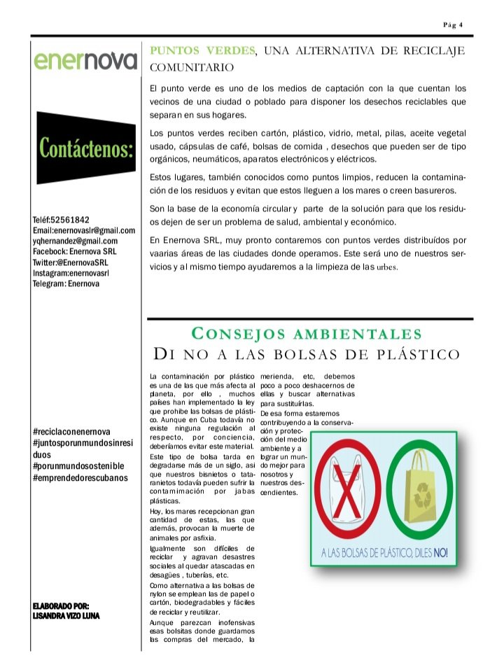 EnernovaSLR's tweet photo. Ya llegó la primera edición de nuestro Boletín Modo 3R!!!🎉🎉
En esta ocasión correspondiente a Febrero 📆, el de Marzo saldrá el próximo mes.
📣No se pierda el próximo volumen
#reciclaconenernova
#juntosporunmundosinresiduos
#PorUnMundoSostenible
#emprendedorescubanos https://t.co/UdOniGSpDJ