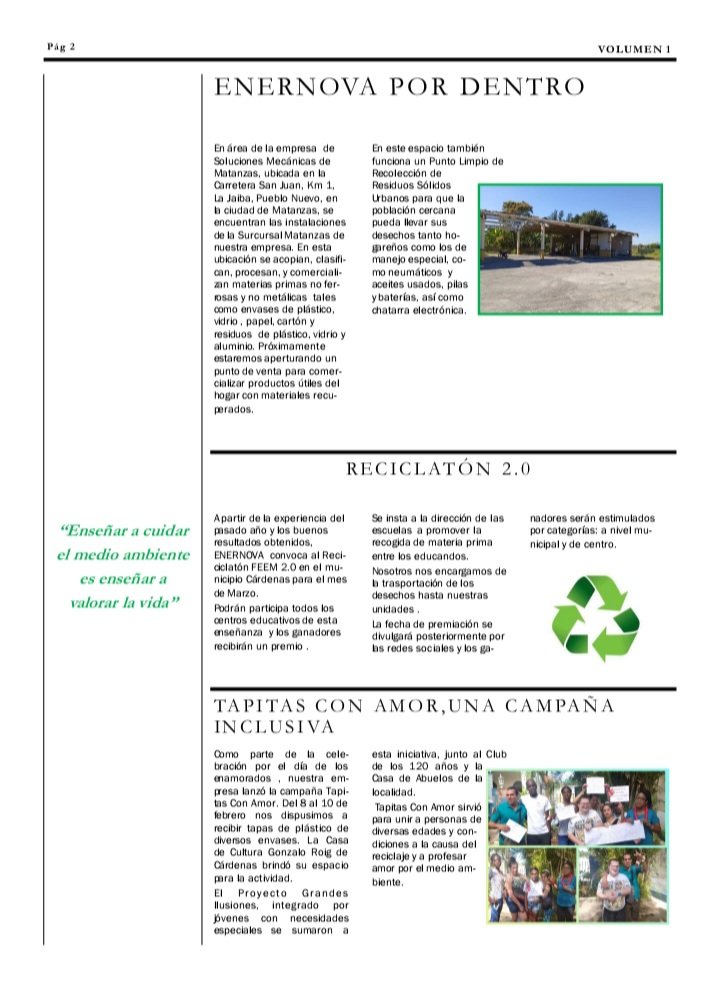 EnernovaSLR's tweet photo. Ya llegó la primera edición de nuestro Boletín Modo 3R!!!🎉🎉
En esta ocasión correspondiente a Febrero 📆, el de Marzo saldrá el próximo mes.
📣No se pierda el próximo volumen
#reciclaconenernova
#juntosporunmundosinresiduos
#PorUnMundoSostenible
#emprendedorescubanos https://t.co/UdOniGSpDJ
