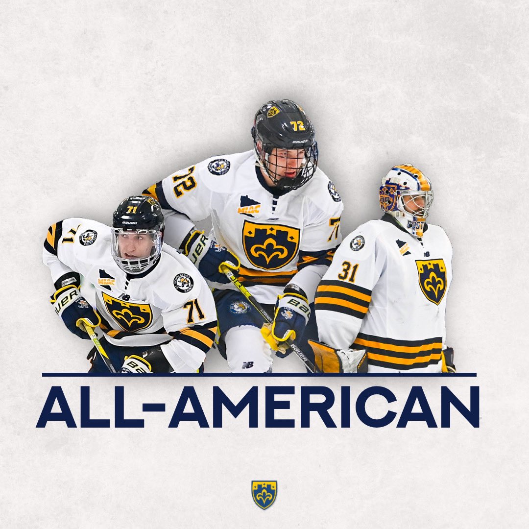 ALL-AMERICANS
 
Junior forwards Filimon Ledenkov and Arkhip Ledenkov, and goaltender Jack Bostedt have earned AHCA All-American honors! They become the 16th, 17th, and 18th players in program history to receive the honors!

#GoSaints