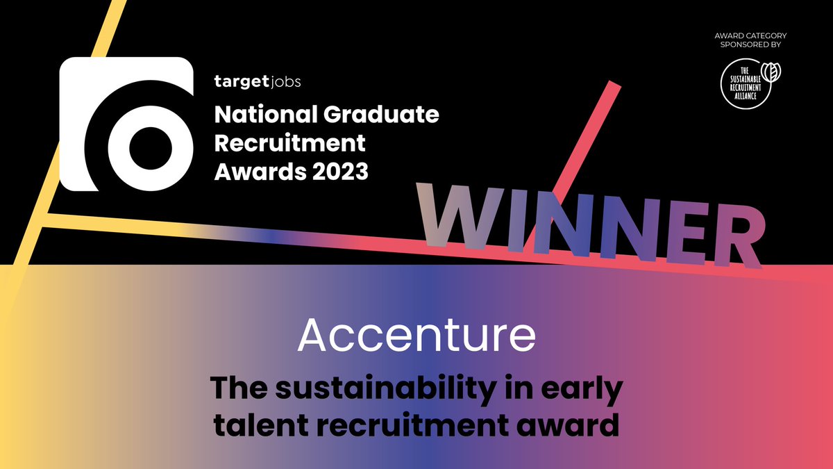 Great work from <a href="/Accenture/">Accenture</a> and our sponsors <a href="/SR_Alliance/">The Sustainable Recruitment Alliance</a> #TJAwards2023