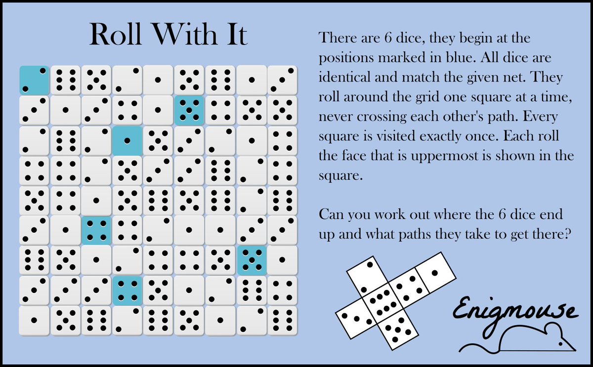 TheEnigmouse's tweet photo. #Enigmarch puzzle for Day 23: Dice https://t.co/wtUG080PoF