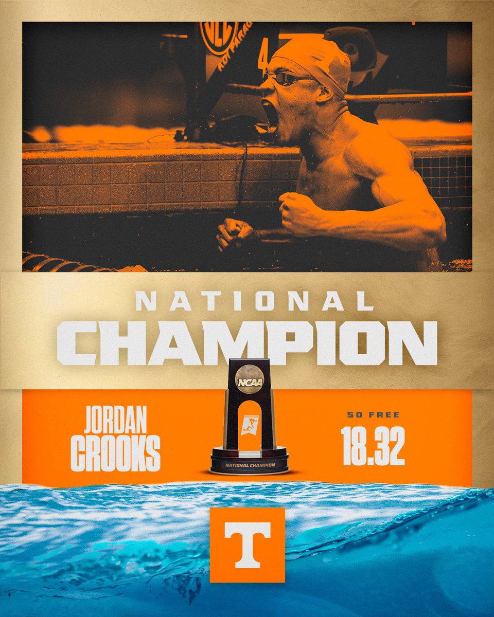 Vol_SwimDive's tweet photo. 🏆 𝐍𝐀𝐓𝐈𝐎𝐍𝐀𝐋 𝐂𝐇𝐀𝐌𝐏𝐈𝐎𝐍 🏆

For the first time since 1980, the 50 free NCAA champ hails from Rocky Top!!!

Ladies and gentlemen, JORDAN CROOKS!

#NationalChampion x #IGTBATV🍊 https://t.co/7VUZ4UUX7d