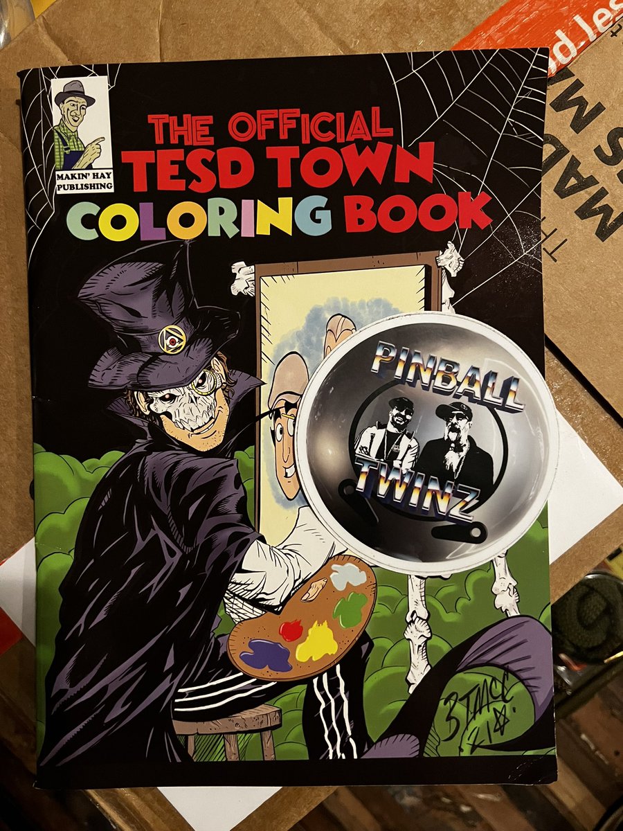 Loathstupid's tweet image. 🛑 it’s #Giveaway time again! Like comment (#TESD) on this post only, retweet to enter. TESD coloring book by @sundayjeff and pinball twinz @TellEmSteveDave @BQQuinn sticker! @DonovanTESD @tesdgroupie @tmilo1982 @GitEmSteveDave @franknumberfive @lanceman59 spread the word please