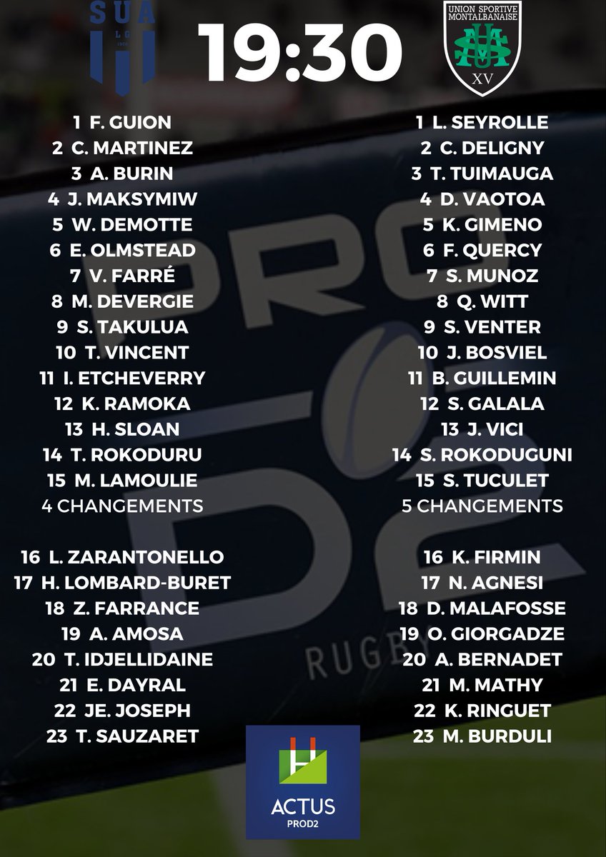 ActusProD2's tweet photo. #ProD2 - Les compositions pour les sept rencontres du vendredi soir !

▪ @SMR_Rugby 🆚 @BOPBweb #SMRBO
▪ @agen_rugby 🆚 @UsmSapiacRugby #SUAUSM
▪ @SArugbyofficiel 🆚 @SAXV_Charente #SASAXV
▪ @ASBHOfficiel 🆚 @USCXV #ASBHUSC https://t.co/cWl2YS1OGy