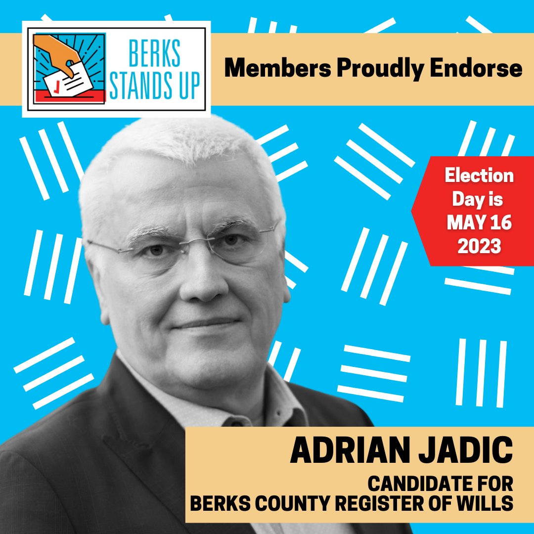 PAStandsUp's tweet photo. @BerksStandsUp members also voted to endorse @AdrianJadic for Berks County Register of Wills, @mark_detterline for Reading School Board, @voteyesforjess Royer for Berks County Commissioner, and Winston Diloné for Berks County Treasurer!
#UpToUsPA https://t.co/ZAstj6a8Az