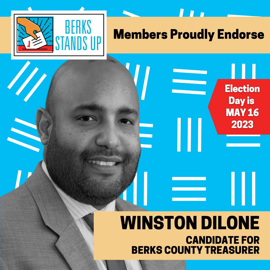 PAStandsUp's tweet photo. @BerksStandsUp members also voted to endorse @AdrianJadic for Berks County Register of Wills, @mark_detterline for Reading School Board, @voteyesforjess Royer for Berks County Commissioner, and Winston Diloné for Berks County Treasurer!
#UpToUsPA https://t.co/ZAstj6a8Az