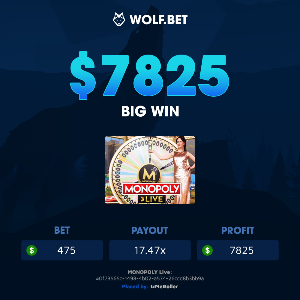 wolfdotbet's tweet image. a massive $7825 on #MonopolyLive! 🎉🤑👏