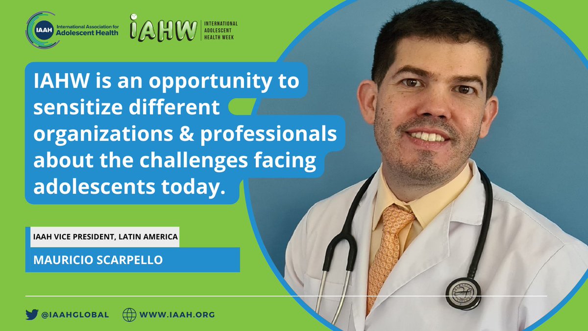 "IAHW is a time to empower adolescents, promoting their active participation in the society and recognizing their rights, as well as interests and needs." Dr Maurico Scarpello
#IAHW2023 @IAHW2023 
internationaladolescenthealthweek.org