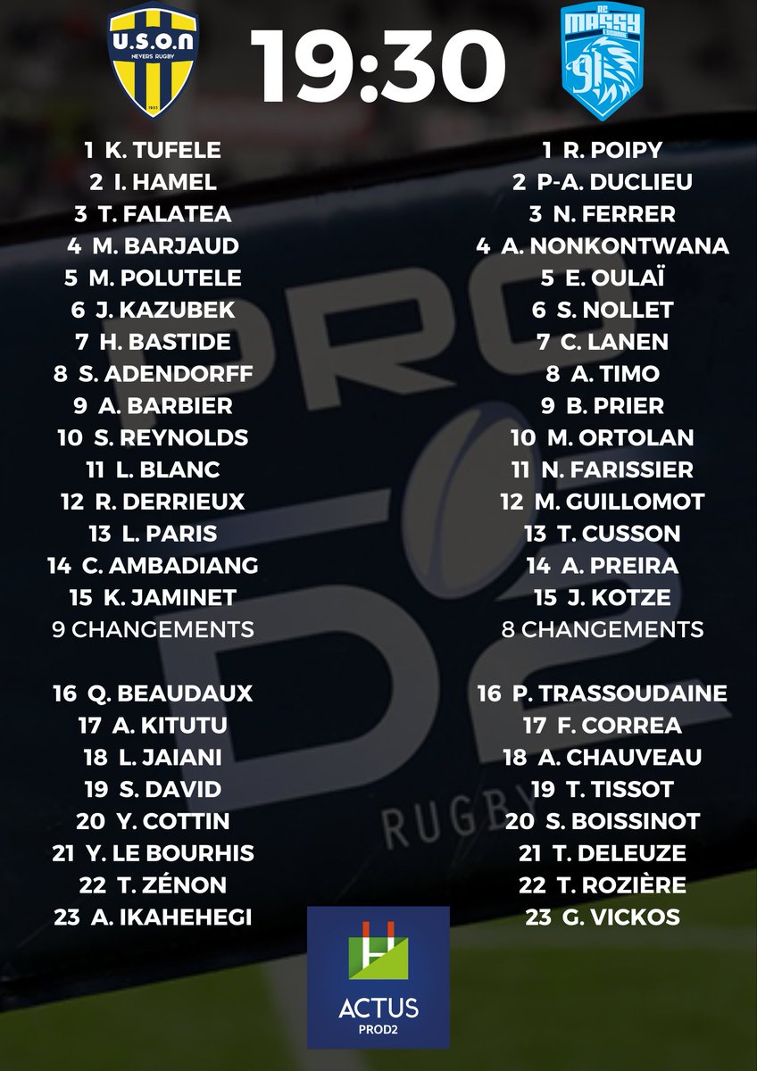 ActusProD2's tweet photo. #ProD2
▪ @usonneversrugby 🆚 @RCME91 #USONRCME
▪ @RugbyClubVannes 🆚 @RouenNdieRugby #RCVRNR
▪ @FCGrugby 🆚 @OyonnaxRugby #FCGOYO https://t.co/V2lPIekR0R