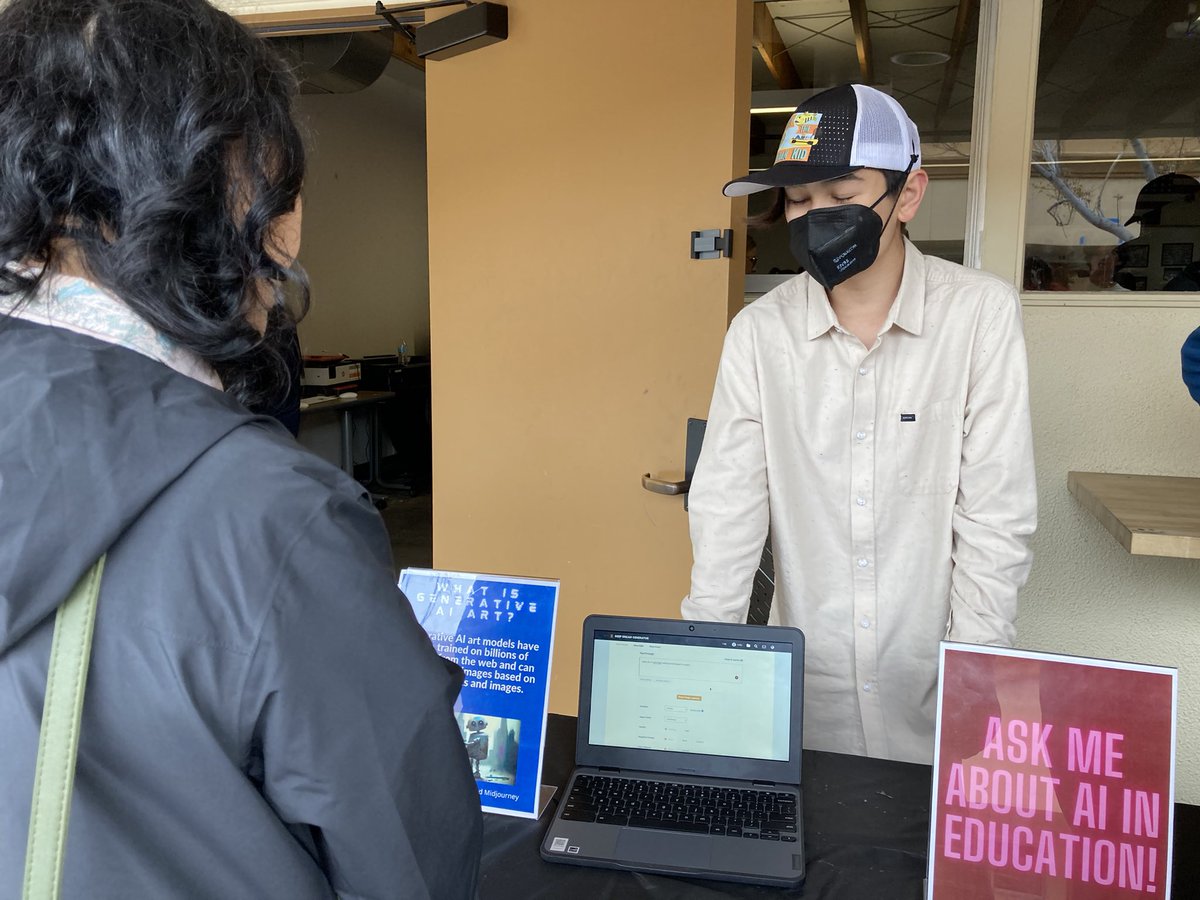 mariljones's tweet photo. “Make sure you use AI to learn more, not less.” Colby shred why he wouldn’t have Chat GPT write his essay for him at his exhibition on AI. #shareyourlearning https://t.co/7Rf6oO8xIr