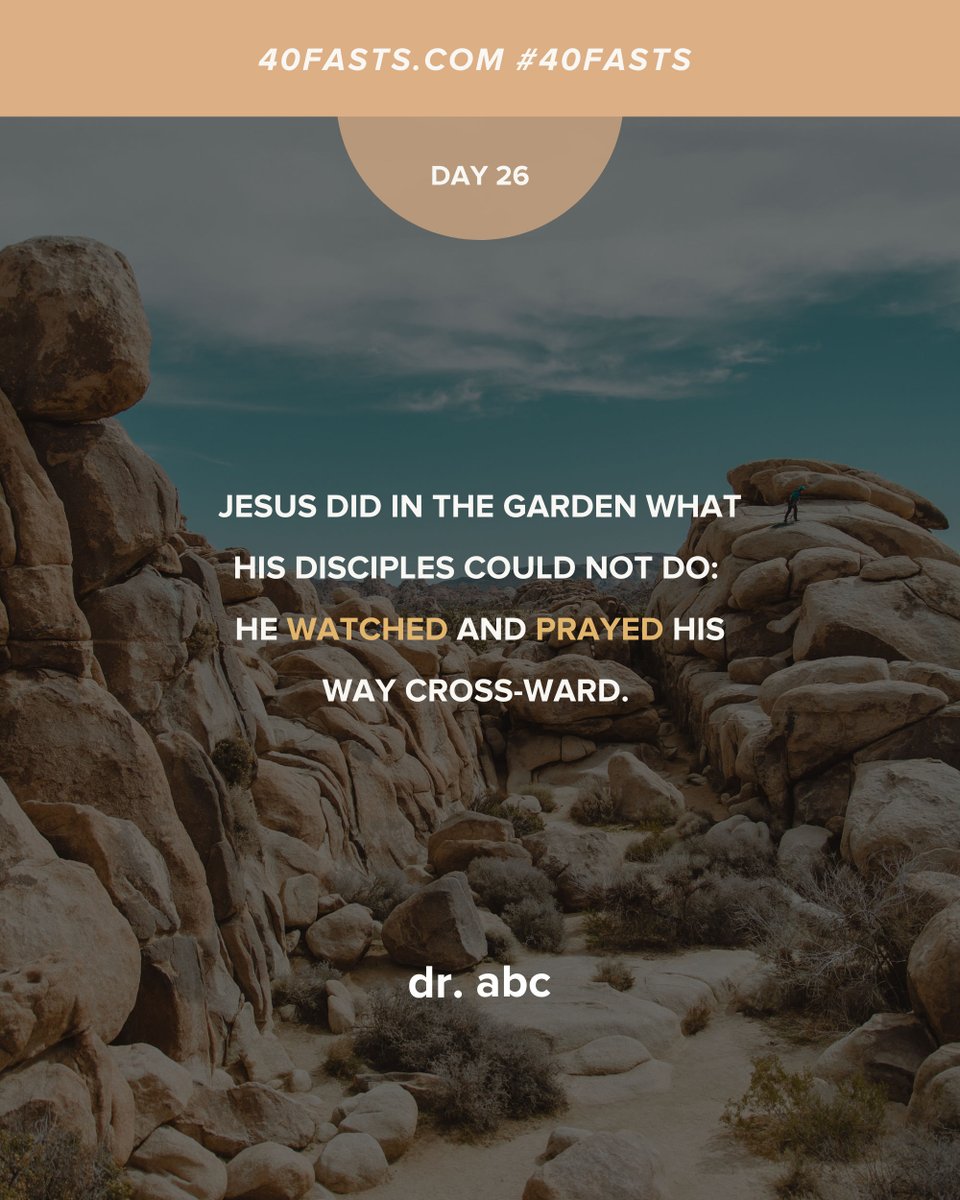 aliciachole's tweet photo. Jesus did in the garden what His disciples could not do: He watched and prayed His way cross-ward.
(p. 131)
https://t.co/OI0qFRONT3 #40fasts https://t.co/txGH64Eq10