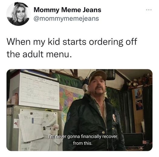 My kid ordered off the adult menu and now I need a second job 😂 #parentinghumor #financialstruggles #funnymemes
#comedy #joke #funny #memes #memesdaily #funnymeme #dankmemes #dailymemes

youtube.com/channel/UCLt0h…