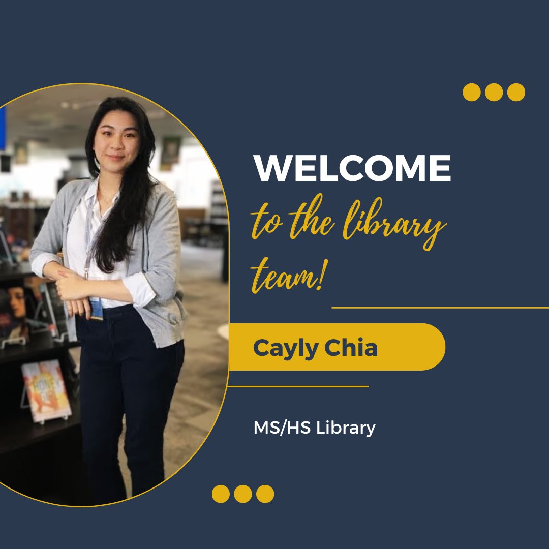 We would like to welcome Cayly Chia to the library team! she will be Ms. Rozi’s (As you may know, Ms. Rozi is going on maternity leave) temporary replacement in the MS / HS library. 
#ISKLProud
