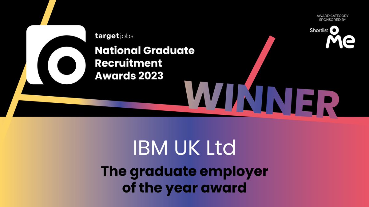 And the main award, the graduate employer of the year is… @IBMUKI @lifeatibm. An amazing achievement for the whole team. And a final thanks to our partner @Shortlist_Me #TJAwards2023