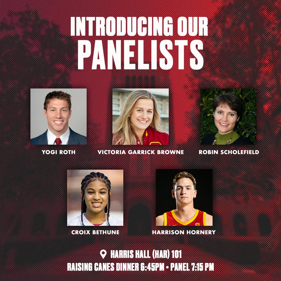 expositionusc's tweet photo. MARK YOUR CALENDARS! Next Tuesday 3/28, we are hosting a USC ATHLETE MENTAL WELLNESS PANEL. 
Over the next week we will spotlight every panelist! Please RSVP at the LINK &amp; see you in HAR 101 on Tuesday at 6:45PM! https://t.co/5QSuQG5TuX https://t.co/lbfyUalSU3