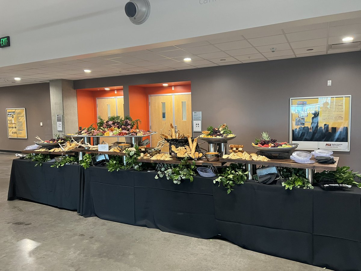 ScarmackAnthony's tweet photo. Getting ready for the Shaufler Prize in Journalism Reception @Cronkite_ASU with @atlastacatering 🧀🥖 https://t.co/cCu7I2kuCM