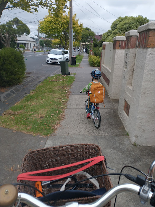 #Ride2School day (which is everyday)! Lots of bike-ish roads, fancy paint, speed bumps, etc, but none that are safe enough for kids. Safe streets for all please @MerribekCouncil! If it's not safe enough kids, it's not safe enough for anyone @bicycle_network @MerribekBUG