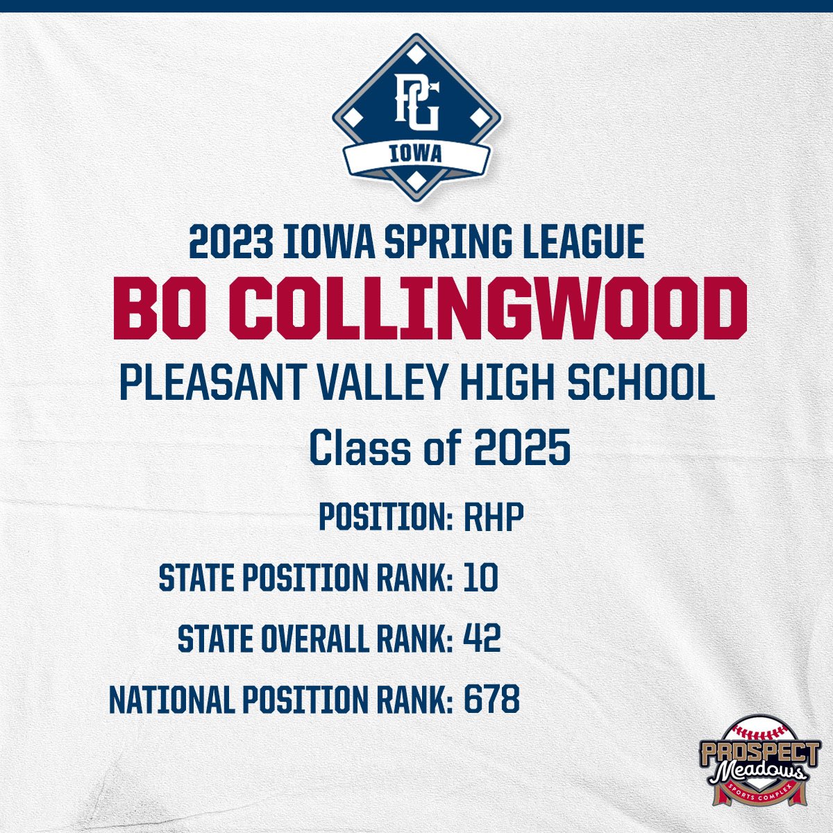 PLAYER SPOTLIGHT Bo Collingwood A RHP from Pleasant Valley High School!
