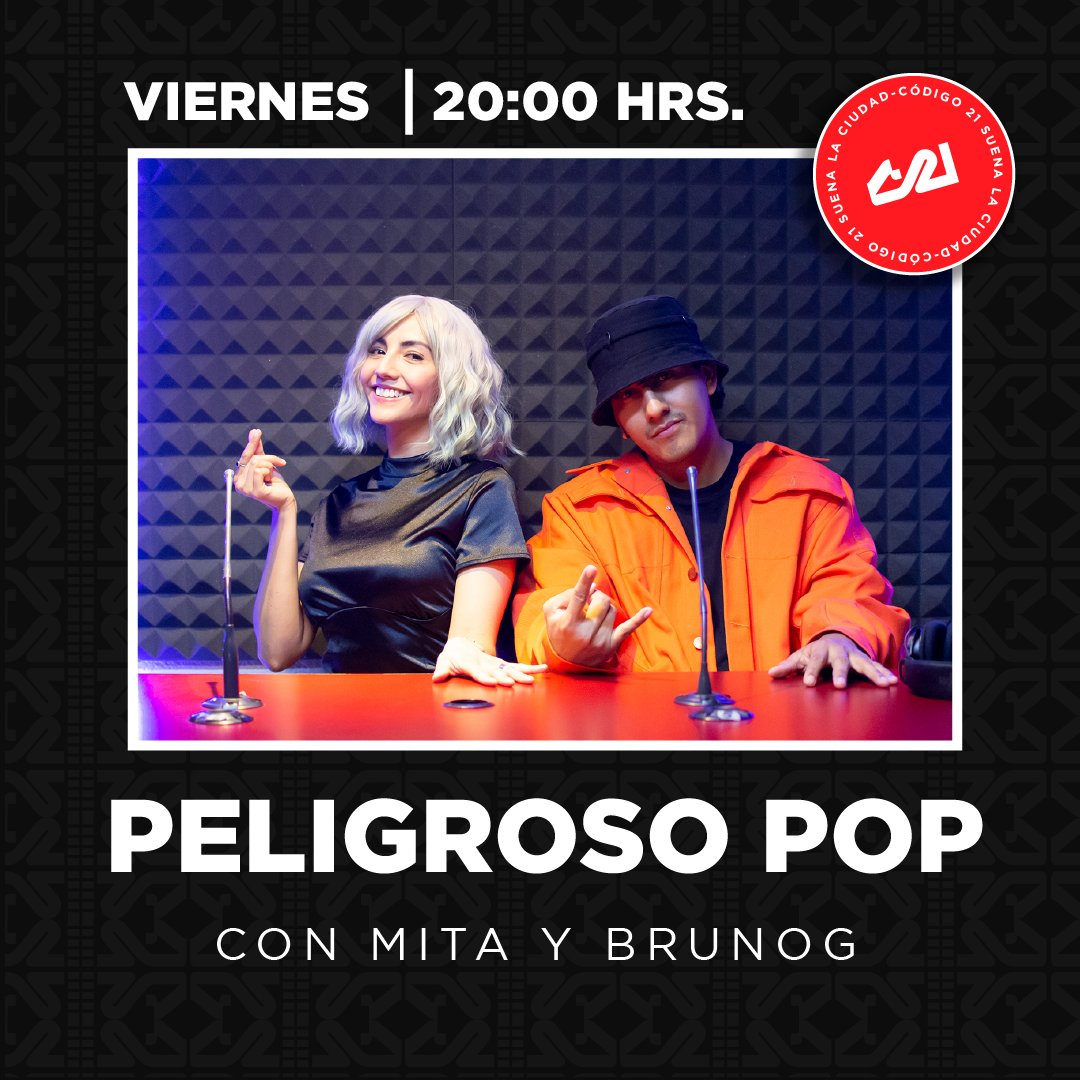 🔴ESTRENO🔴
#PeligrosoPop, un programa para visibilizar lo más relevante de la escena musical actual, percibir y comprender el vínculo entre la música popular y lo popular en la música. Acompaña a <a href="/MitaVerso/">Mita</a> y #BrunoOG, todos los viernes a las 20 hrs.
🎧: spreaker.com/show/codigo-21