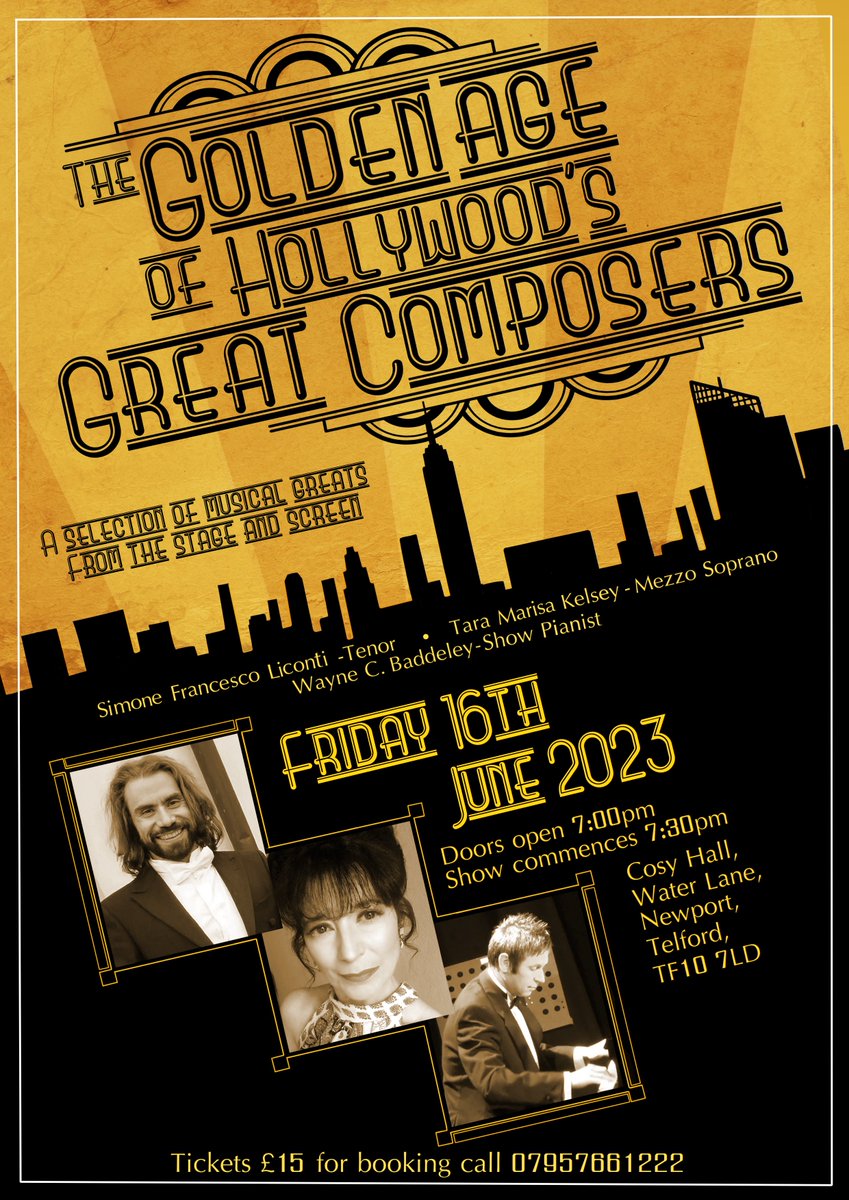 Coming 16th of June at Cosy Hall Newport Shropshire TF10 7LD with Italian tenor Simone Francesco Liconti join us for an evening of musical greats tickets £15 call 07957661222 to book #concert #musicals #mezzosoprano #taramarisakelsey #simonefrancescoliconti #tenor #Telford
