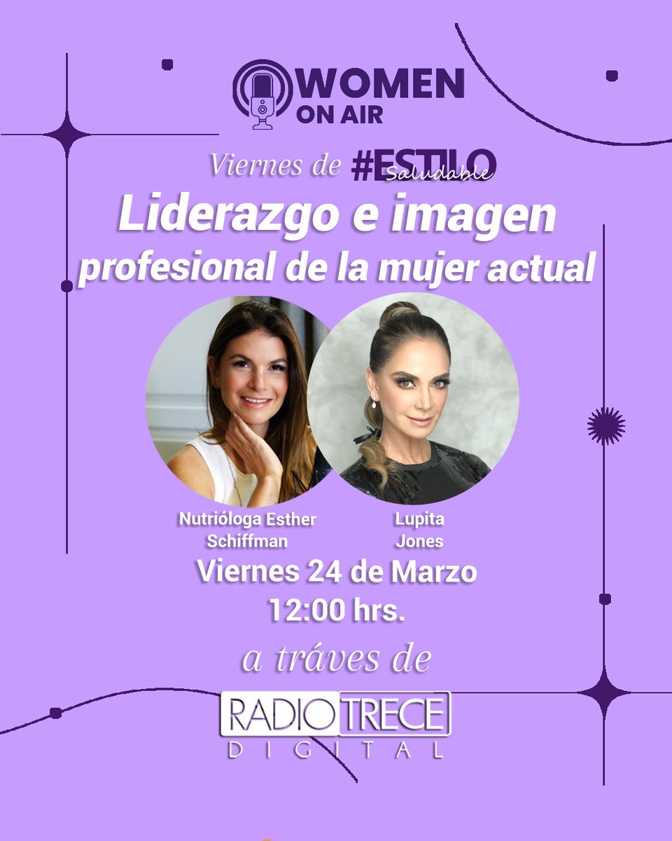NutEstherSchiff's tweet photo. En la 4ta edición de #woa2023 de #EstiloSaludable 🫐 hablaremos sobre el tema “Liderazgo e imagen profesional de la mujer actual” con @LupJonesof Directora de Mexicana Universal Organización en este #MesdelaMujer por @Radio13Digital https://t.co/pbCXYhG24D
