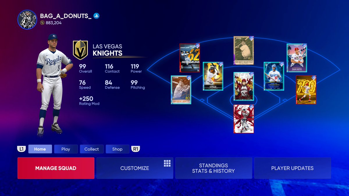 JoeyWright10's tweet image. As #MLBTheShow22 comes to an end here is my end game god squad in DD