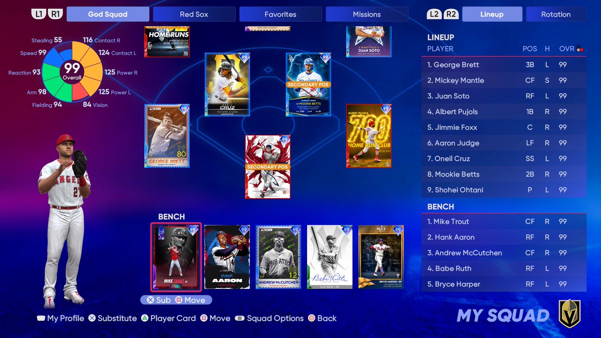 JoeyWright10's tweet image. As #MLBTheShow22 comes to an end here is my end game god squad in DD