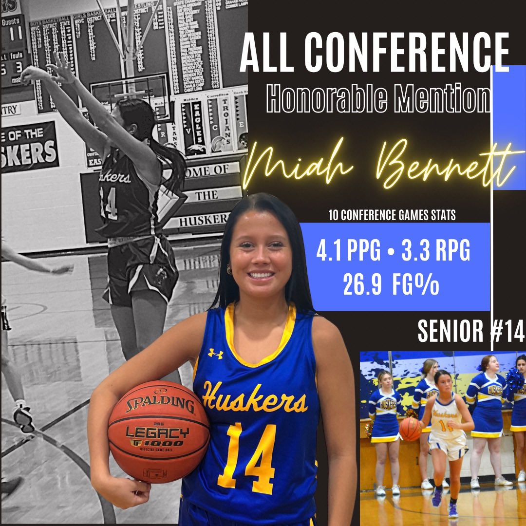 Congratulations to Senior #14 Miah Bennett in being voted for All Conference Honorable Mention 👏🏻 We are so proud of the hard work and determination you’ve put in the last four years! We will miss your leadership next season!