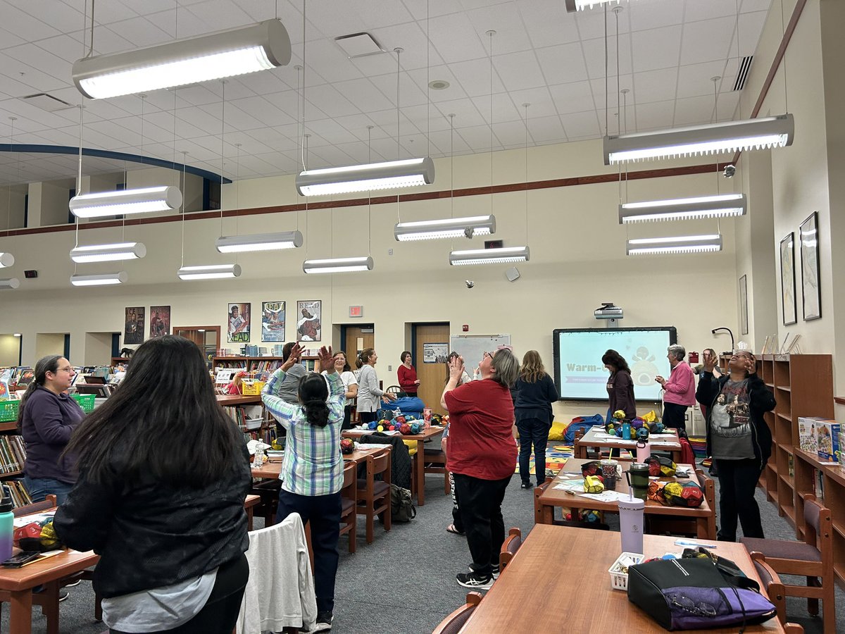 Another fabulous childcare session led by our own @FCPSAdaptedPE teacher specialist, Emily & Liz! Did you know that simply standing up increases learning by 7-14%?