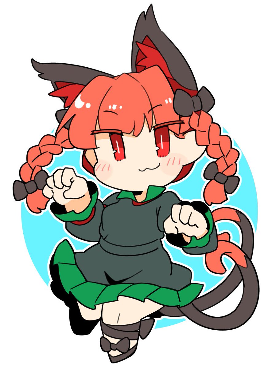kaenbyou rin 1girl animal ears solo tail multiple tails red eyes cat ears  illustration images