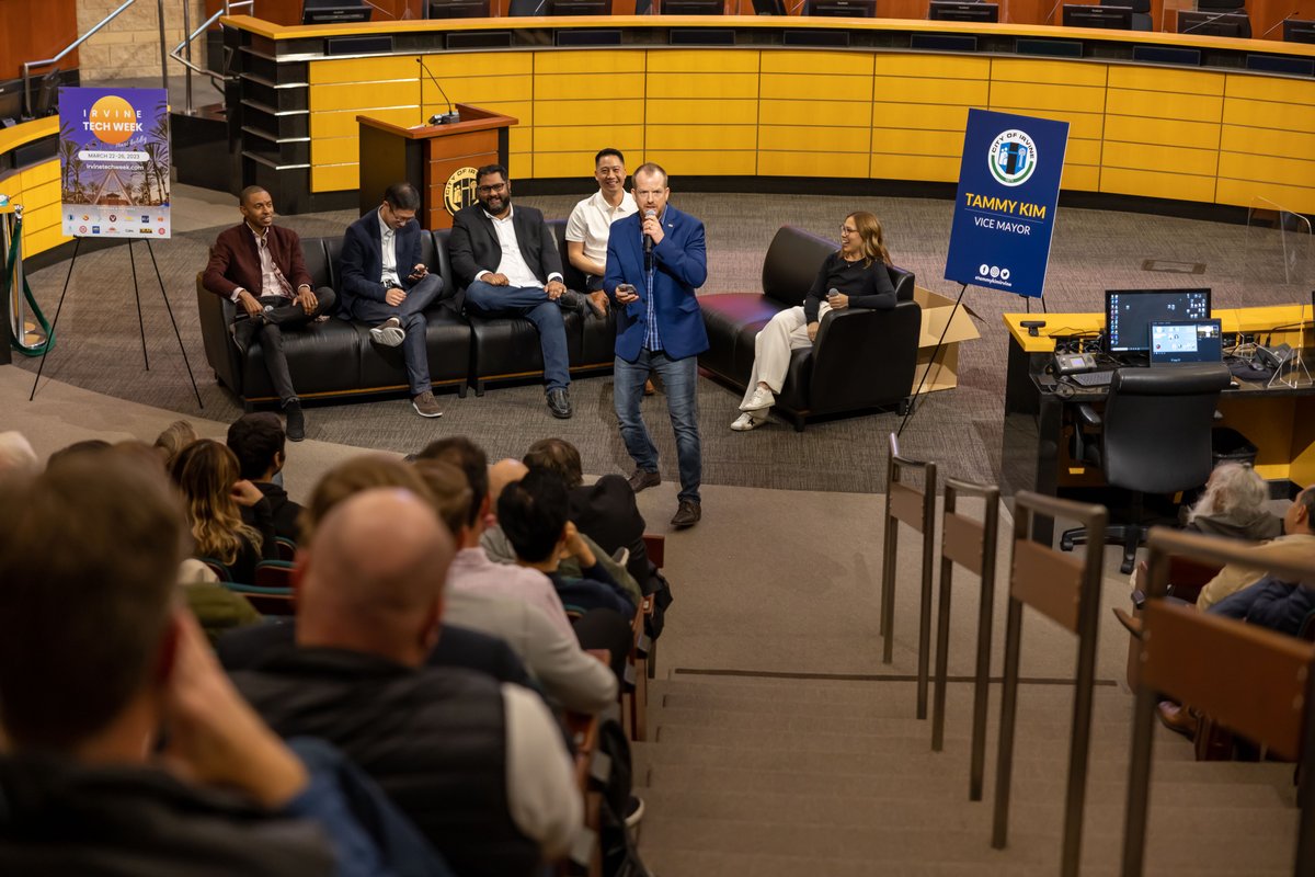 City_of_Irvine's tweet image. The first day of #IrvineTechWeek was a great success! We are so pleased to have hosted the kick-off event at City Hall last night. Our thanks go out to everyone who attended. View photos from the event at bit.ly/3z2wyQX.  

ℹ️ irvinetechweek.com

#WeAreIrvine