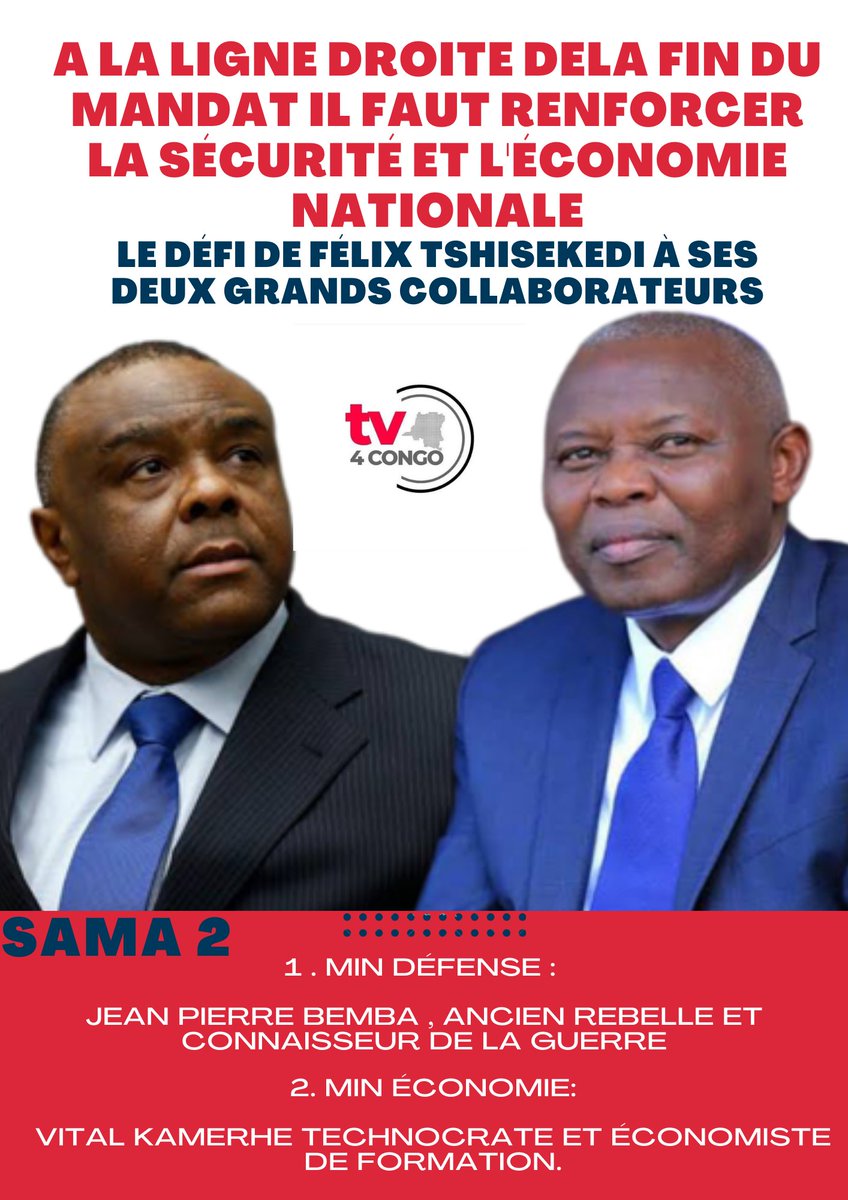 tv4congo's tweet photo. Le message est clair pour @FelixTshisekedi à ses deux principaux collaborateurs il faut renforcer la sécurité du pays et son économie, un véritable défi pour les deux vieux de la politique congolaise @VitalKamerhe1 @bembajp .  @Presidence_RDC https://t.co/WVhoH4ApHm