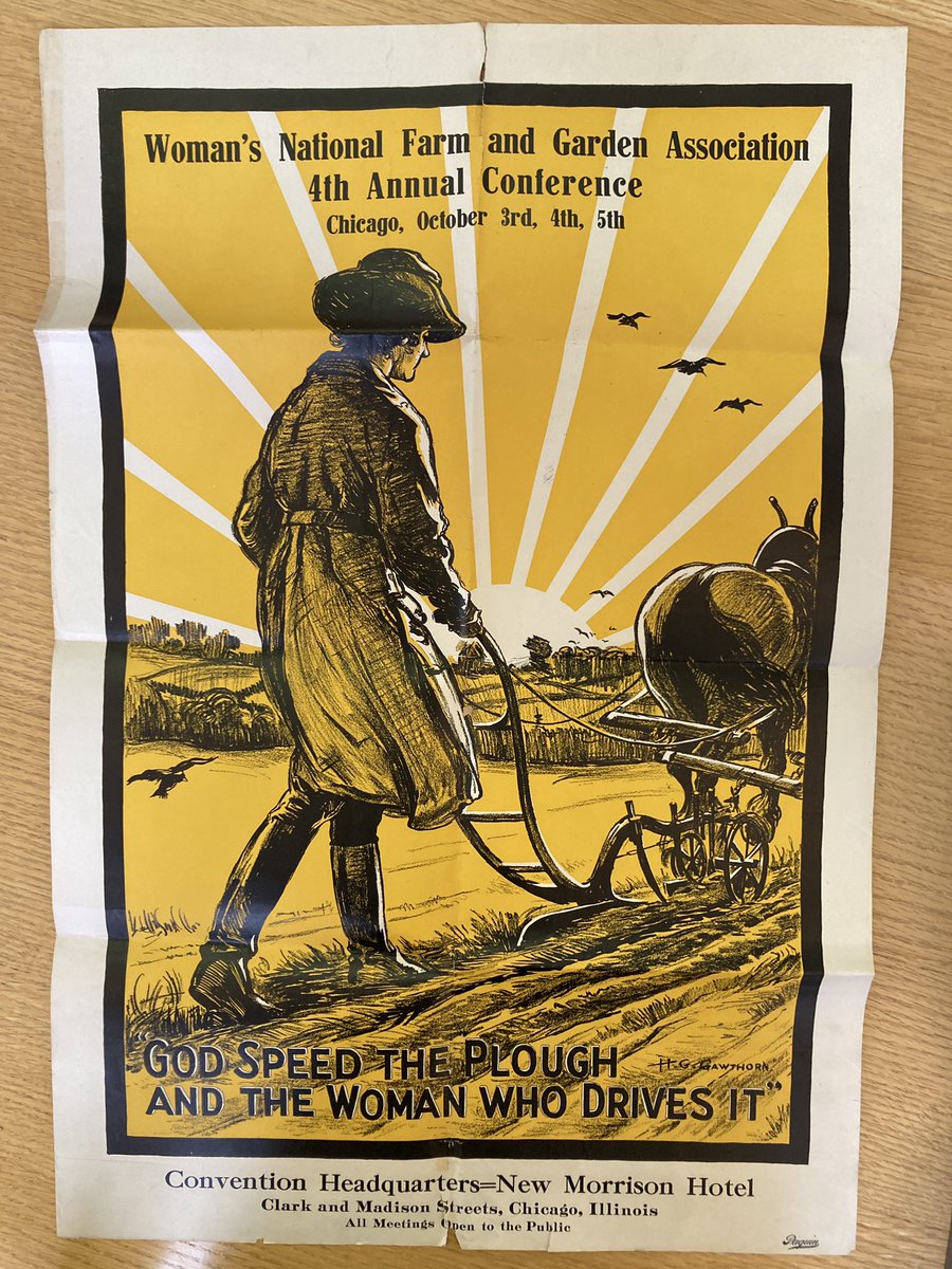 dlopitz's tweet photo. My first post-pandemic archives dive, into the papers of the the Woman’s National Farm and Garden Association (my current project) held at the #SchlesingerLibrary at @RadInstitute. My favorite “find”: an ad for the 1917 conference (held in sweet home Chicago!). https://t.co/R0hcK2bqo7