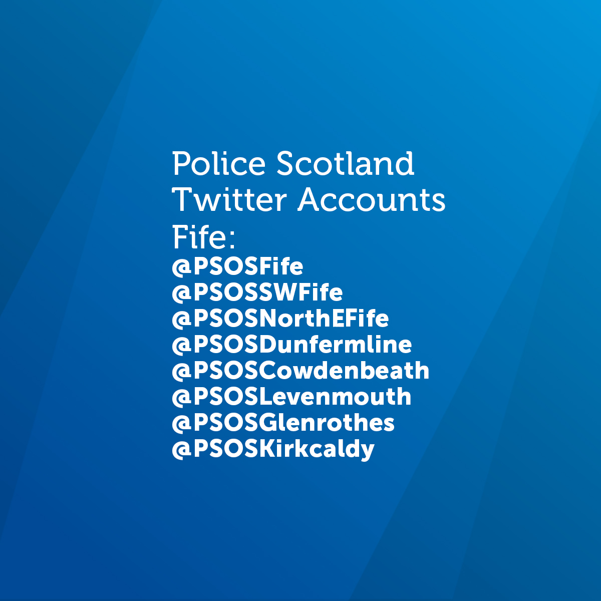 PSOSSWFife's tweet image. We’ve changed our Twitter names in Fife. Our handle has changed from @SWFifePolice to @PSOSSWFife. 

See all of our profiles for Fife, and follow for your local updates ⬇️📣