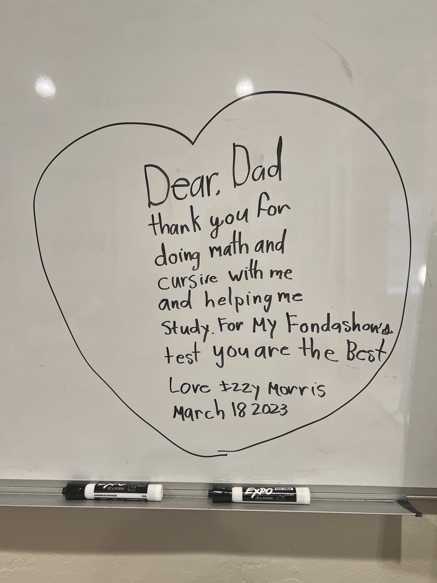 youngfonz's tweet photo. Being a dad isn’t always easy. But when I see notes like this from my daughter, Izzy, I know I'm doing something right. Being a dad is the best job in the world. Thank you for this sweet note, Izzy - it means the world to me. https://t.co/Q2jEejyLzC