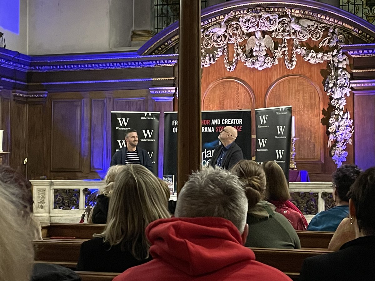 GuyltyPleasure's tweet photo. Adding my blurry pics to the mix. Great convo with #richardarmitage and @HarlanCoben. A truly entertaining evening with lots of interesting insights and much encouragement for aspiring writers. Thank you! https://t.co/oYEquC9Qwo