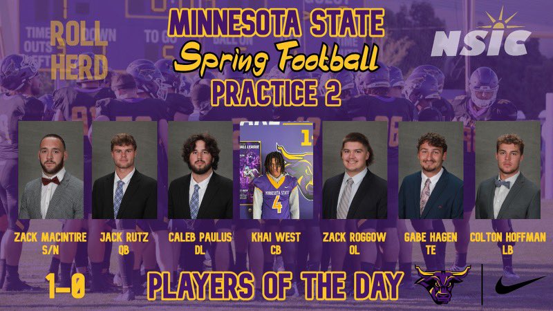 Exceeding our standards and performing above their baseline in practice 2 are @MacintireZack @JackRutz7 @caleb_paulus @khai_west11 @ZRoggow @Gabe_Hagen8 & @ColtonHoffman16 We are looking forward to a great Spring! #POD #RollHerd1-0 #MakeTheJourney