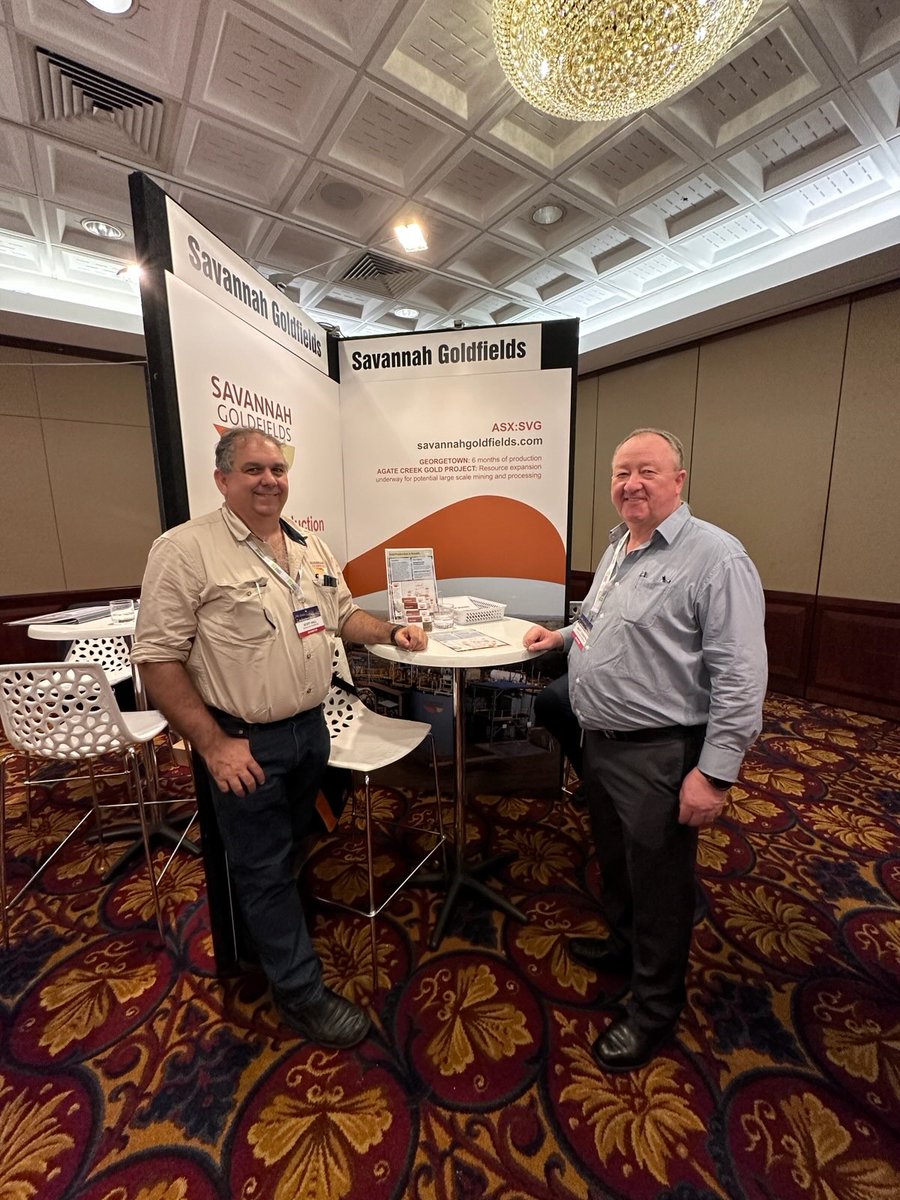 And that's a wrap.👋

$SVG made their debut this week at the Brisbane #Mining Conference which was a great success! Here's a glimpse of CEO Brett Thompson with COO &amp; Exploration Manager Scott Hall at our booth.

#SavannahGoldfields $SVG.ax #gold #ASX #mining #Nthqld #goldmine