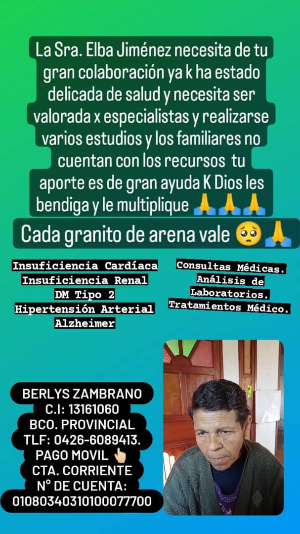hechiceramaya's tweet photo. SERVICIO PÚBLICO : para la mamá de @zjimmykaira  mi amigo se necesitan donativos a fin de atender emergencia de salud  @EduA001   @juymar  @QPEV_  @jcarolinaisava  @ReporteYa  ayúdenme a difundir por favor . Un RT ayuda mucho https://t.co/YzVba2oCTx