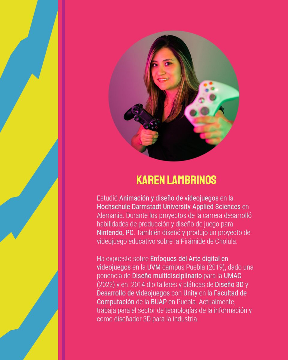 ConceptoContexo's tweet photo. Como ponente invitada tenemos a Karen Lambrinos. Próximamente, les daremos más información respecto a su participación y al evento en general. Mientras tanto, te invitamos a conocer su trabajo: https://t.co/dVeCwcYj3z
.
#videojuegos #diseñodevideojuegos  #seriousgames #gaming https://t.co/732vIDgiuu