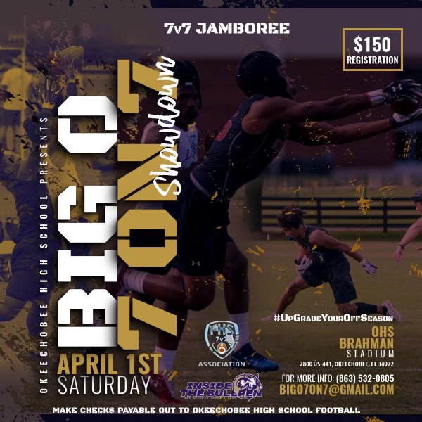 FLORIDA HIGH SCHOOL 7v7 ASSOCIATION (@fhs7v7a) on Twitter photo #CompetitionBreedsChampions <a href="/BullpenInside/">Inside The Bullpen™</a> is hosting The Big O Showdown April 1st which is an Official FHS7v7A 7v7 Jamboree w/<a href="/VBFootball/">Vero Beach Football</a> <a href="/CoachPulaski/">Brian Pulaski</a> <a href="/SRHS_Football1/">SRHS SHARK FOOTBALL</a> <a href="/WeAreTCoast/">⚡️TITAN BORN! TITAN BRED!⚡️</a> <a href="/JensenFootball/">Jensen Beach Football</a> coming in to get some great off-season reps! #UpGradeYourOFFSEASON #CompetitionBreedsChampions <a href="/BullpenInside/">Inside The Bullpen™</a> is hosting The Big O Showdown April 1st which is an Official FHS7v7A 7v7 Jamboree w/<a href="/VBFootball/">Vero Beach Football</a> <a href="/CoachPulaski/">Brian Pulaski</a> <a href="/SRHS_Football1/">SRHS SHARK FOOTBALL</a> <a href="/WeAreTCoast/">⚡️TITAN BORN! TITAN BRED!⚡️</a> <a href="/JensenFootball/">Jensen Beach Football</a> coming in to get some great off-season reps! #UpGradeYourOFFSEASON