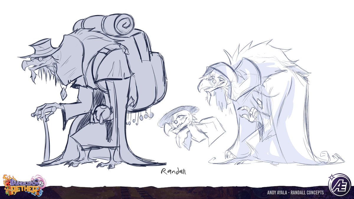 YeahBeezii's tweet image. Character Concepts for Randall!

Randall was another character I made during early development.  Truly a trustworthy, old vulture man. 
#dungeonsofaether
