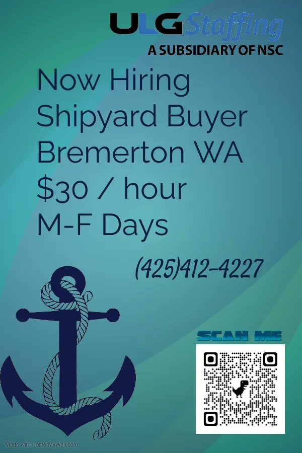 #hotjobs   #Shipyard #Buyer  Bremerton WA
Call us #today 425.412.4227 #maritimejobs